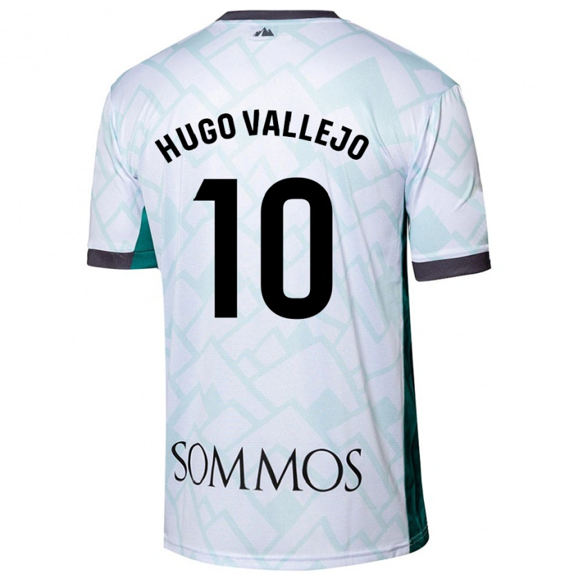 Danxen Femme Maillot Hugo Vallejo #10 Blanc Vert Tenues Extérieur 2024/25 T-Shirt