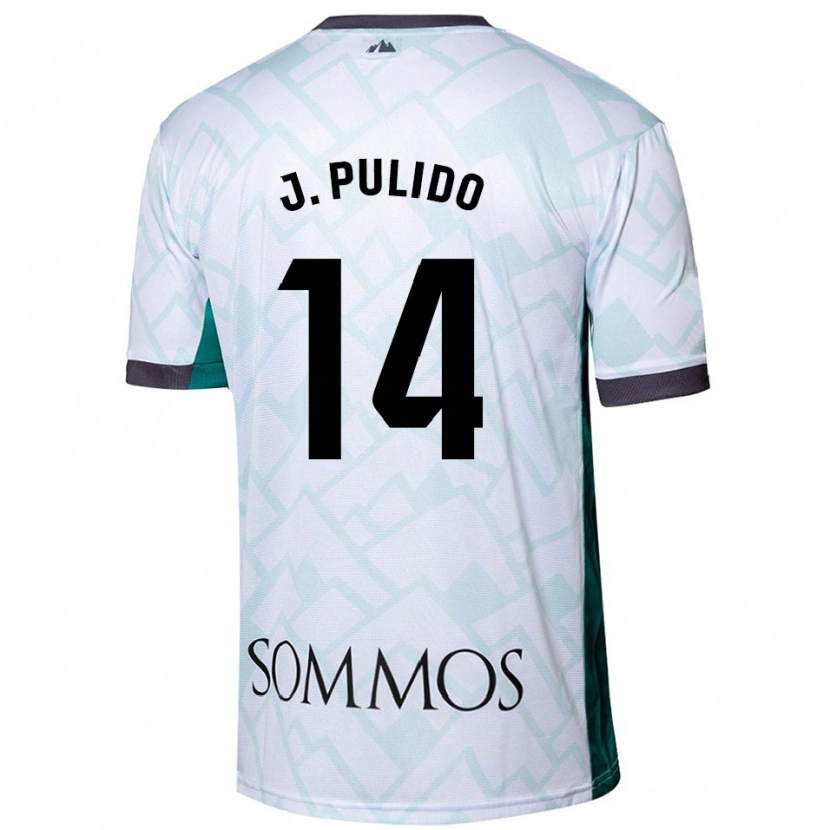 Danxen Femme Maillot Jorge Pulido #14 Blanc Vert Tenues Extérieur 2024/25 T-Shirt