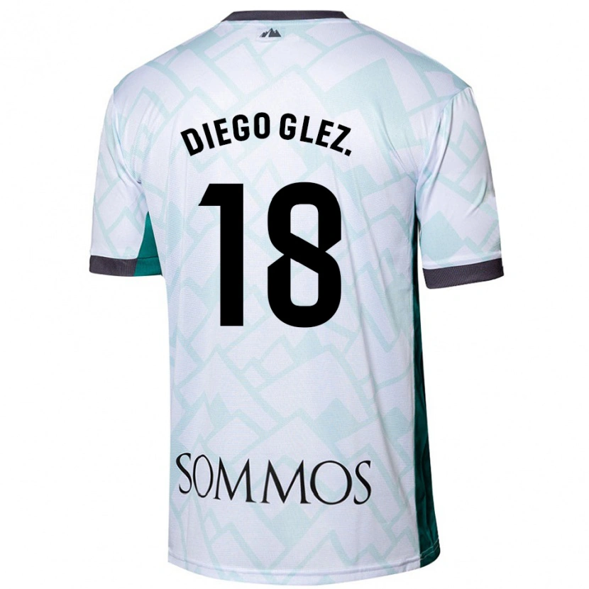 Danxen Femme Maillot Diego González #18 Blanc Vert Tenues Extérieur 2024/25 T-Shirt