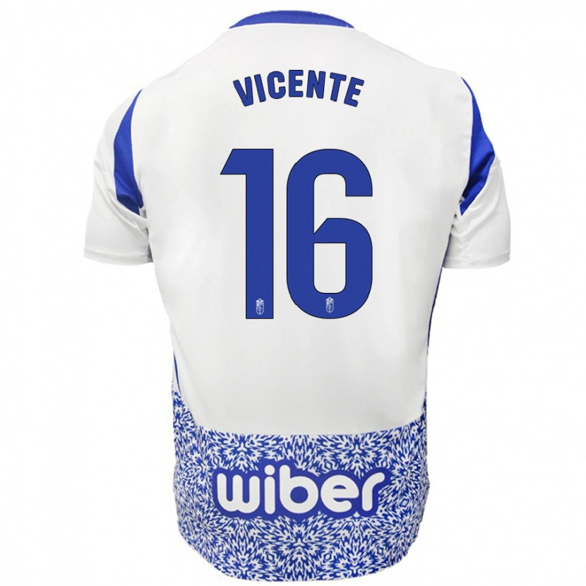 Danxen Femme Maillot Nerea Vicente #16 Blanc Bleu Tenues Extérieur 2024/25 T-Shirt