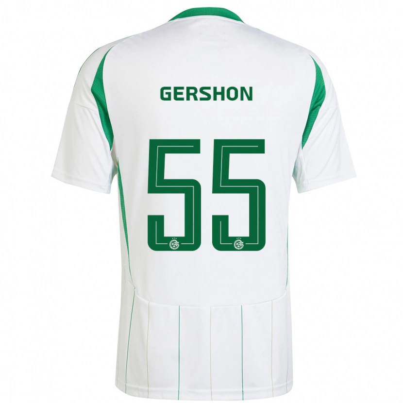 Danxen Femme Maillot Rami Gershon #55 Blanc Vert Tenues Extérieur 2024/25 T-Shirt