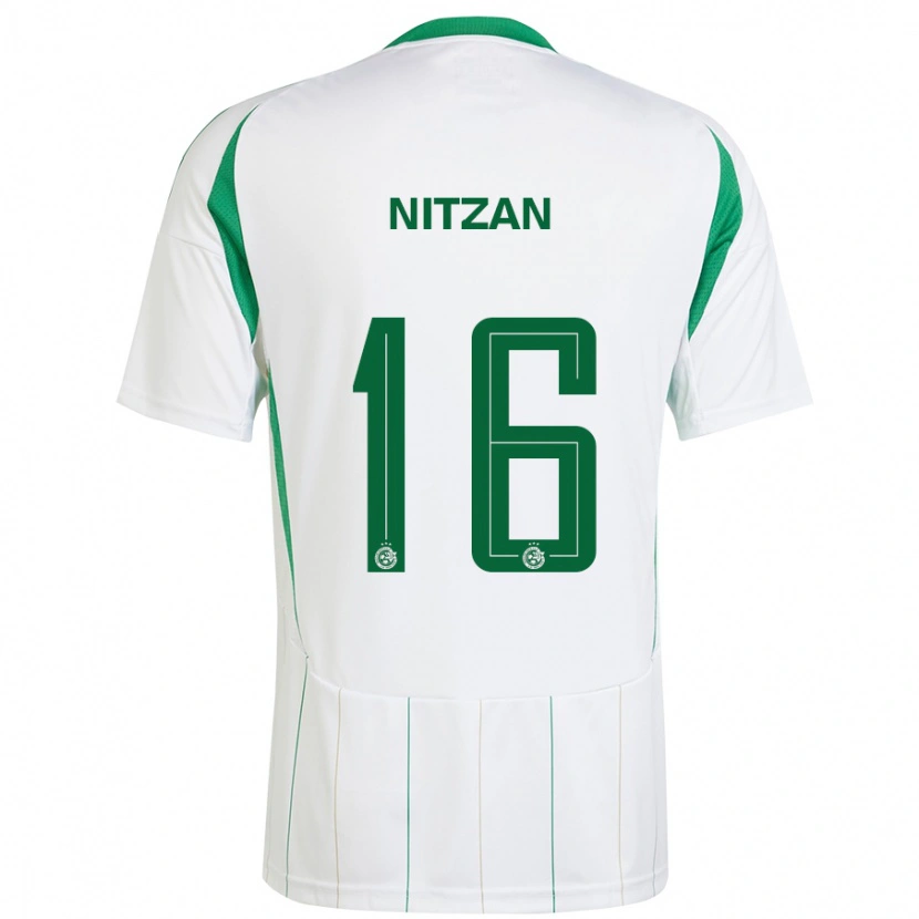 Danxen Femme Maillot Itamar Nitzan #16 Blanc Vert Tenues Extérieur 2024/25 T-Shirt
