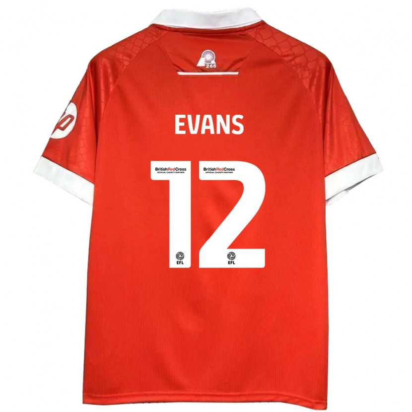 Danxen Enfant Maillot George Evans #12 Rouge Blanc Tenues Domicile 2024/25 T-Shirt