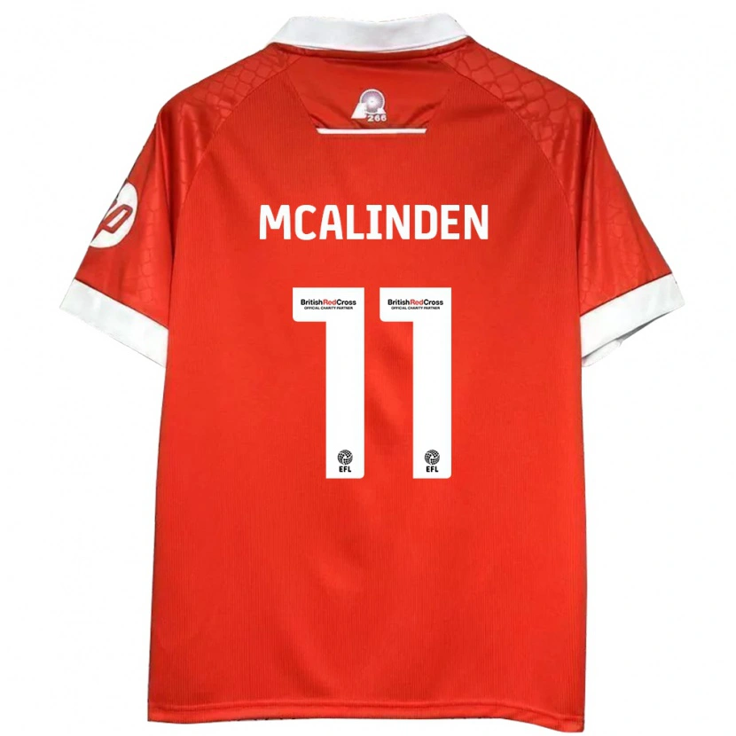 Danxen Enfant Maillot Liam Mcalinden #11 Rouge Blanc Tenues Domicile 2024/25 T-Shirt