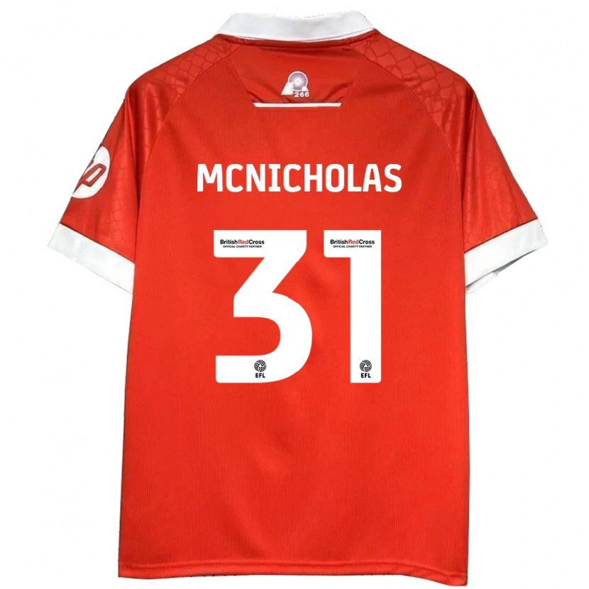 Danxen Enfant Maillot Luke Mcnicholas #31 Rouge Blanc Tenues Domicile 2024/25 T-Shirt