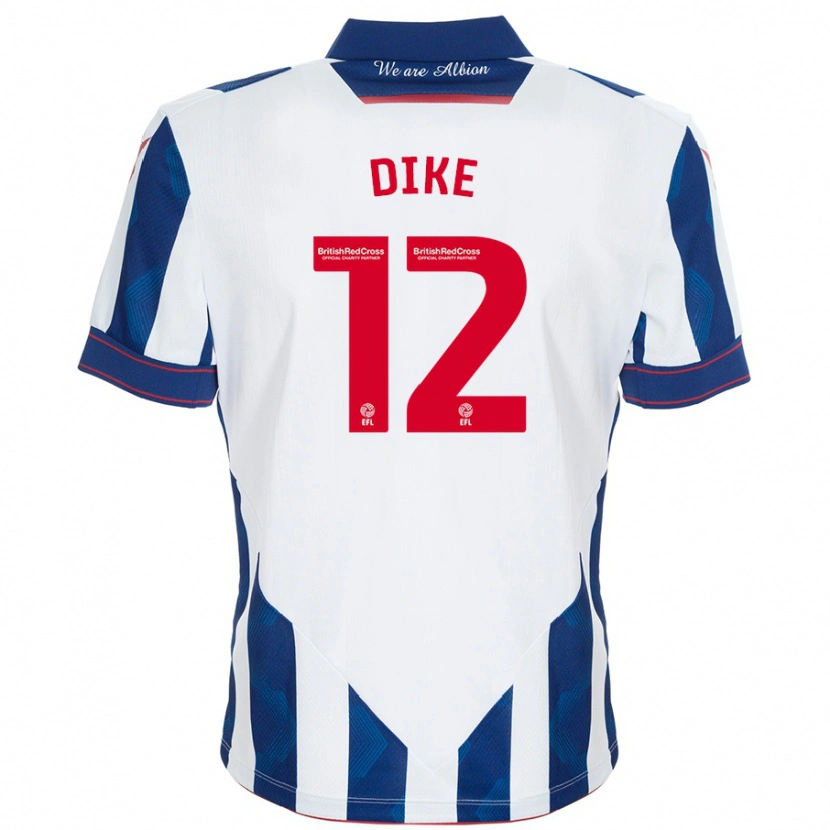 Danxen Enfant Maillot Daryl Dike #12 Blanc Bleu Foncé Tenues Domicile 2024/25 T-Shirt