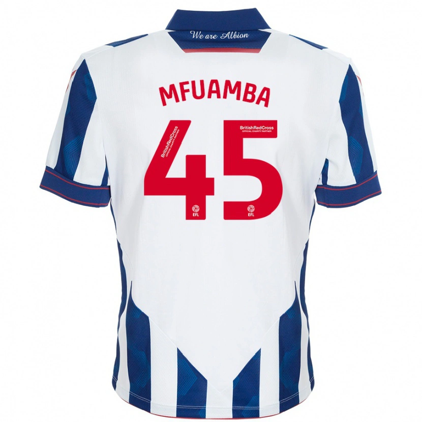 Danxen Enfant Maillot Kevin Mfuamba #45 Blanc Bleu Foncé Tenues Domicile 2024/25 T-Shirt
