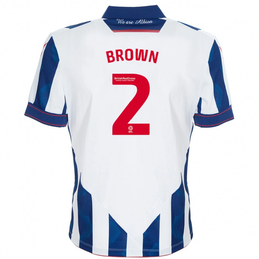 Danxen Enfant Maillot Ashlee Brown #2 Blanc Bleu Foncé Tenues Domicile 2024/25 T-Shirt