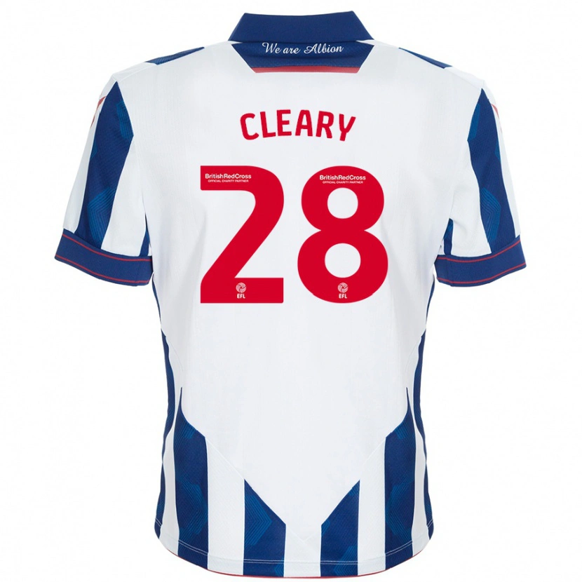 Danxen Enfant Maillot Reyes Cleary #28 Blanc Bleu Foncé Tenues Domicile 2024/25 T-Shirt