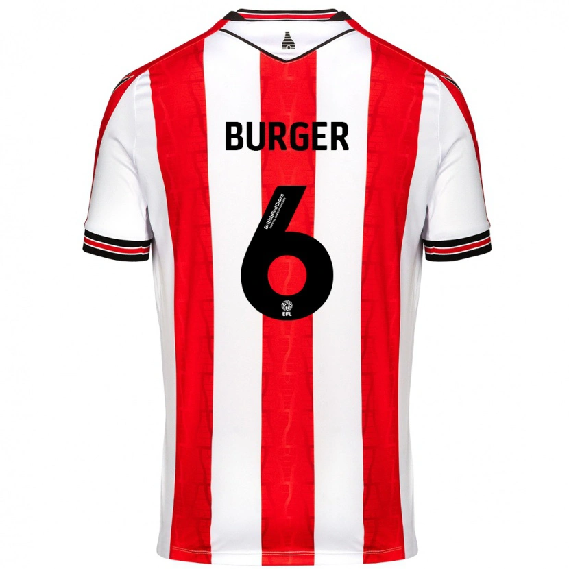Danxen Enfant Maillot Wouter Burger #6 Rouge Blanc Tenues Domicile 2024/25 T-Shirt