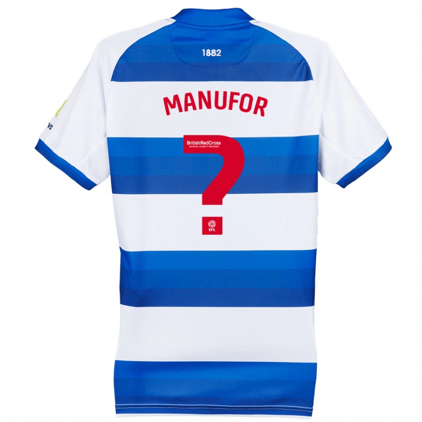 Danxen Enfant Maillot Samuel Manufor #0 Blanc Bleu Tenues Domicile 2024/25 T-Shirt