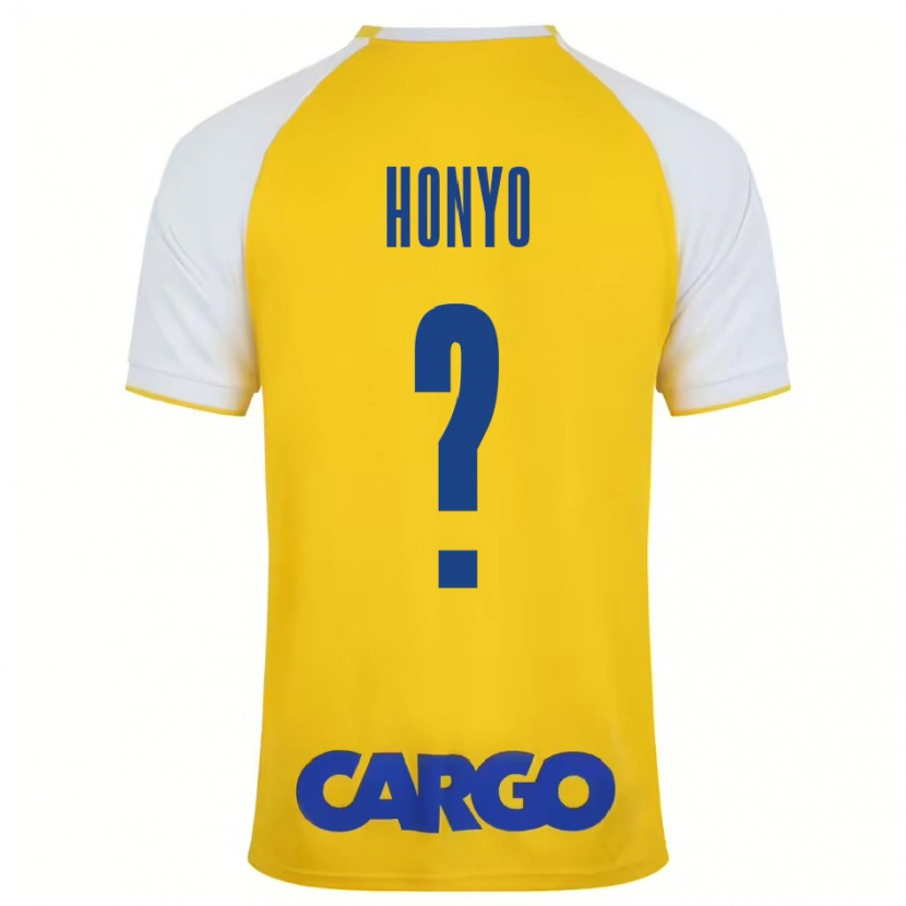 Danxen Enfant Maillot Yoav Honyo #0 Jaune Blanc Tenues Domicile 2024/25 T-Shirt