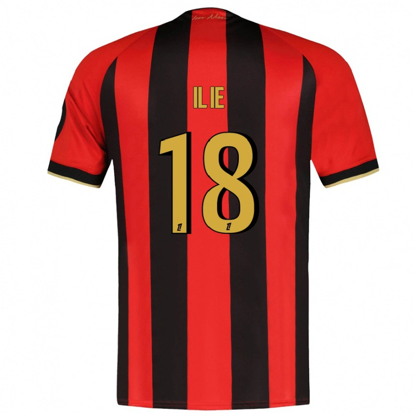 Danxen Enfant Maillot Rareș Ilie #18 Rouge Noir Tenues Domicile 2024/25 T-Shirt