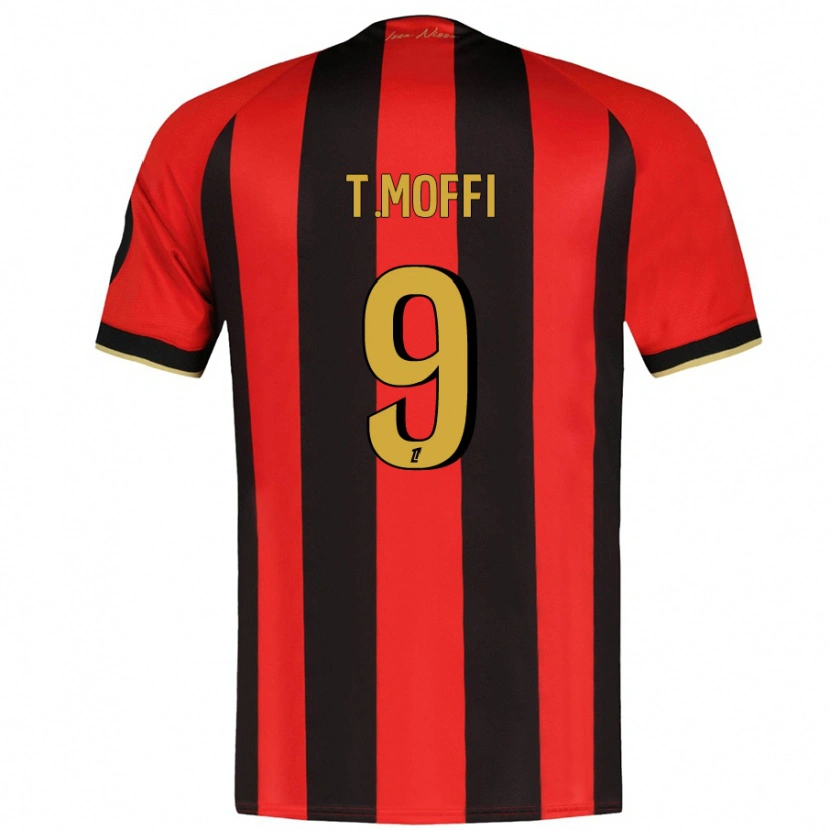 Danxen Enfant Maillot Terem Moffi #9 Rouge Noir Tenues Domicile 2024/25 T-Shirt