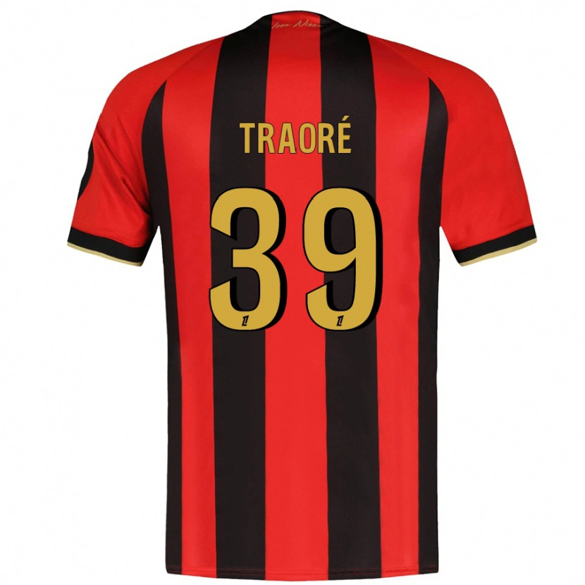 Danxen Enfant Maillot Daouda Traoré #39 Rouge Noir Tenues Domicile 2024/25 T-Shirt