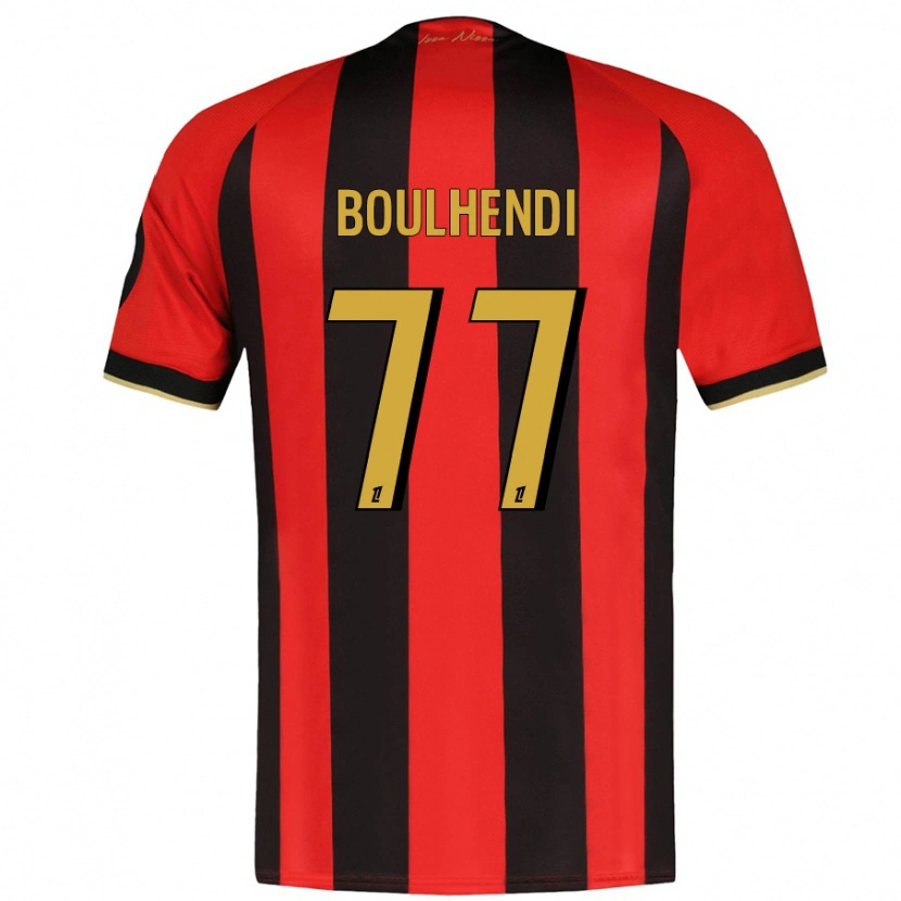Danxen Enfant Maillot Teddy Boulhendi #77 Rouge Noir Tenues Domicile 2024/25 T-Shirt