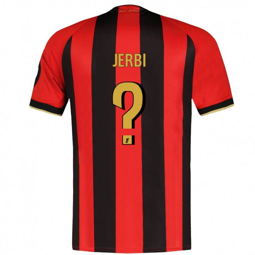 Danxen Enfant Maillot Rayan Jerbi #0 Rouge Noir Tenues Domicile 2024/25 T-Shirt