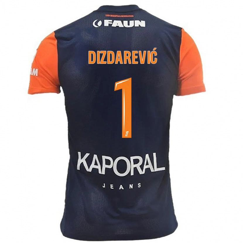 Danxen Enfant Maillot Belmin Dizdarevic #1 Bleu Marine Orange Tenues Domicile 2024/25 T-Shirt