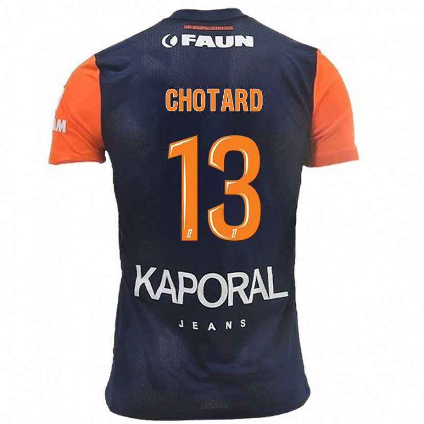 Danxen Enfant Maillot Joris Chotard #13 Bleu Marine Orange Tenues Domicile 2024/25 T-Shirt
