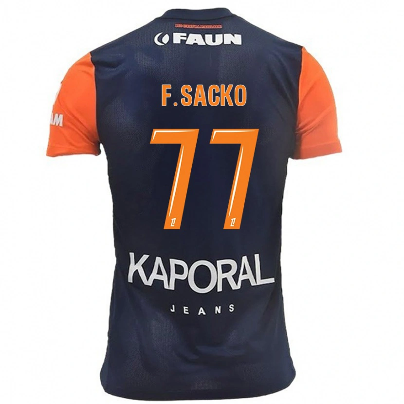 Danxen Enfant Maillot Falaye Sacko #77 Bleu Marine Orange Tenues Domicile 2024/25 T-Shirt