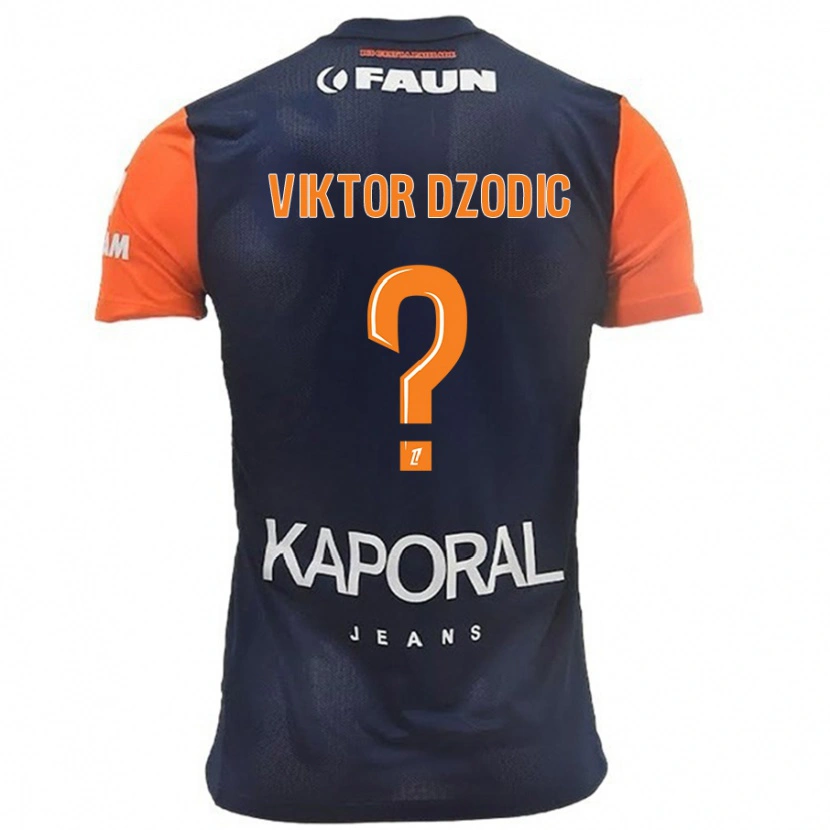 Danxen Enfant Maillot Viktor Dzodic #0 Bleu Marine Orange Tenues Domicile 2024/25 T-Shirt