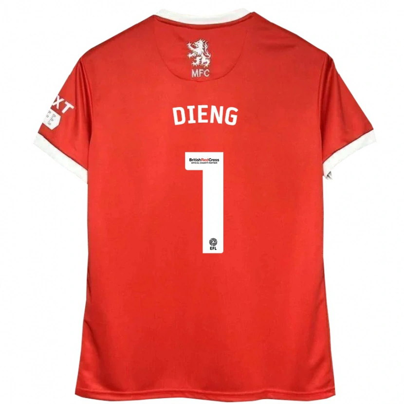 Danxen Enfant Maillot Seny Dieng #1 Rouge Blanc Tenues Domicile 2024/25 T-Shirt