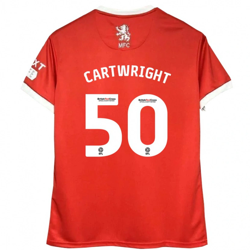 Danxen Enfant Maillot Fin Cartwright #50 Rouge Blanc Tenues Domicile 2024/25 T-Shirt