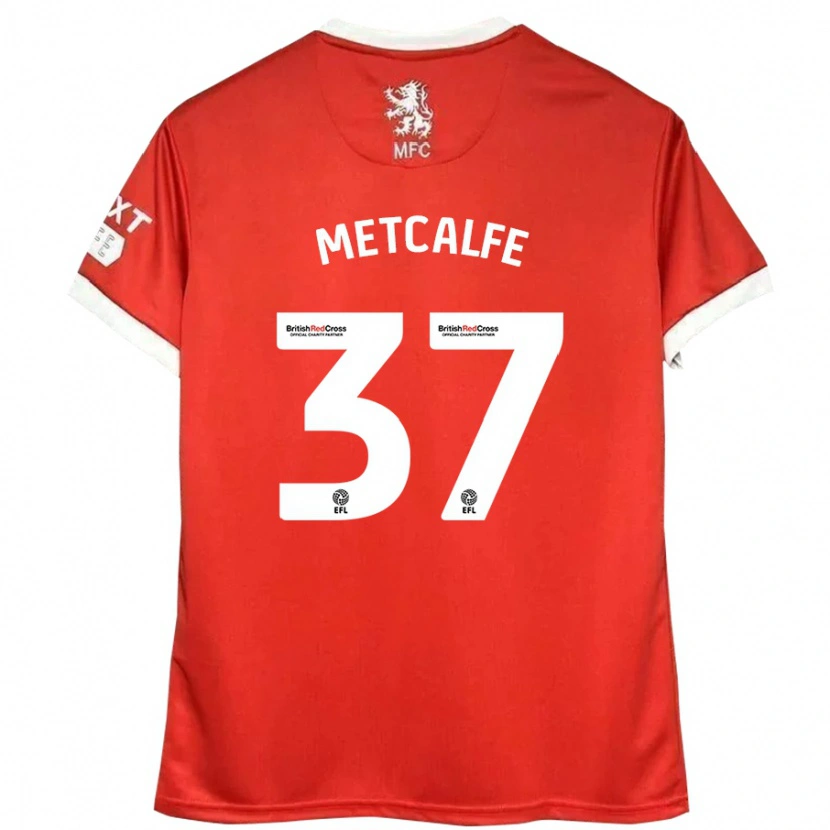Danxen Enfant Maillot Max Metcalfe #37 Rouge Blanc Tenues Domicile 2024/25 T-Shirt
