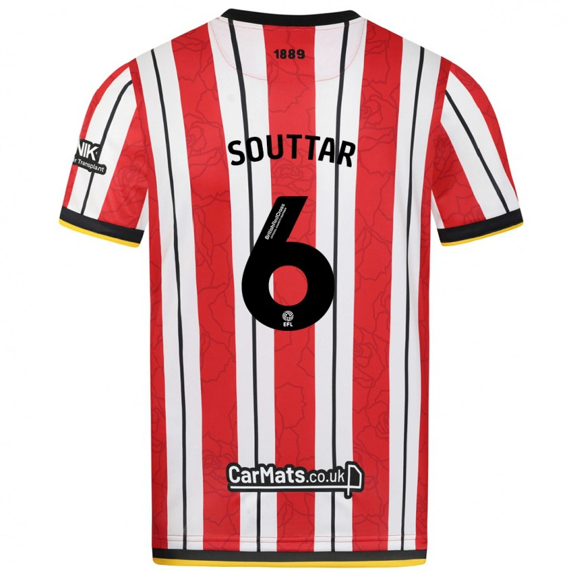 Danxen Enfant Maillot Harry Souttar #6 Rayures Blanches Rouges Tenues Domicile 2024/25 T-Shirt