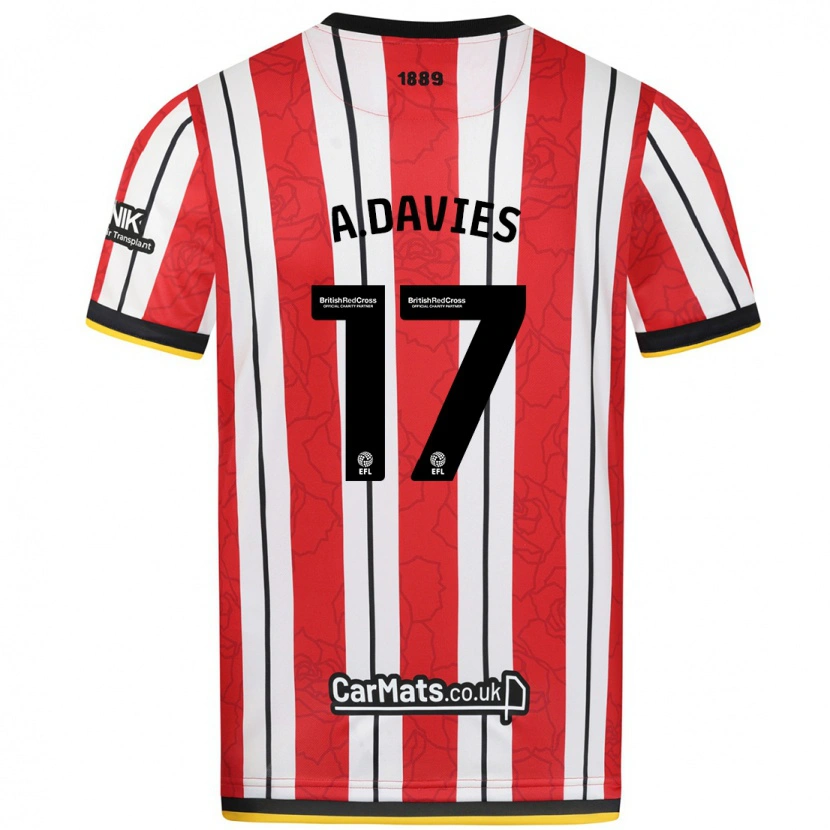 Danxen Enfant Maillot Adam Davies #17 Rayures Blanches Rouges Tenues Domicile 2024/25 T-Shirt