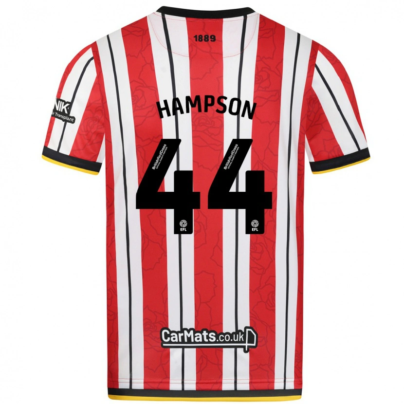 Danxen Enfant Maillot Owen Hampson #44 Rayures Blanches Rouges Tenues Domicile 2024/25 T-Shirt