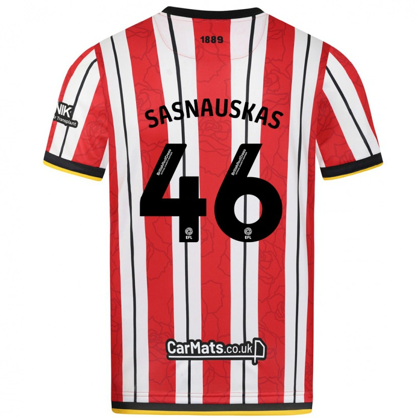 Danxen Enfant Maillot Dovydas Sasnauskas #46 Rayures Blanches Rouges Tenues Domicile 2024/25 T-Shirt