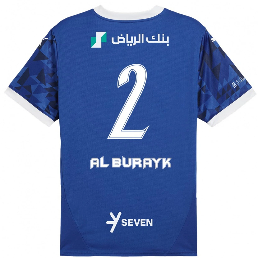 Danxen Enfant Maillot Mohammed Al-Burayk #2 Bleu Foncé Blanc Tenues Domicile 2024/25 T-Shirt