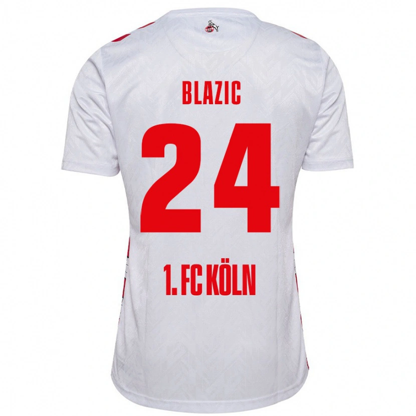 Danxen Enfant Maillot Alessandro Blazic #24 Blanc Rouge Tenues Domicile 2024/25 T-Shirt