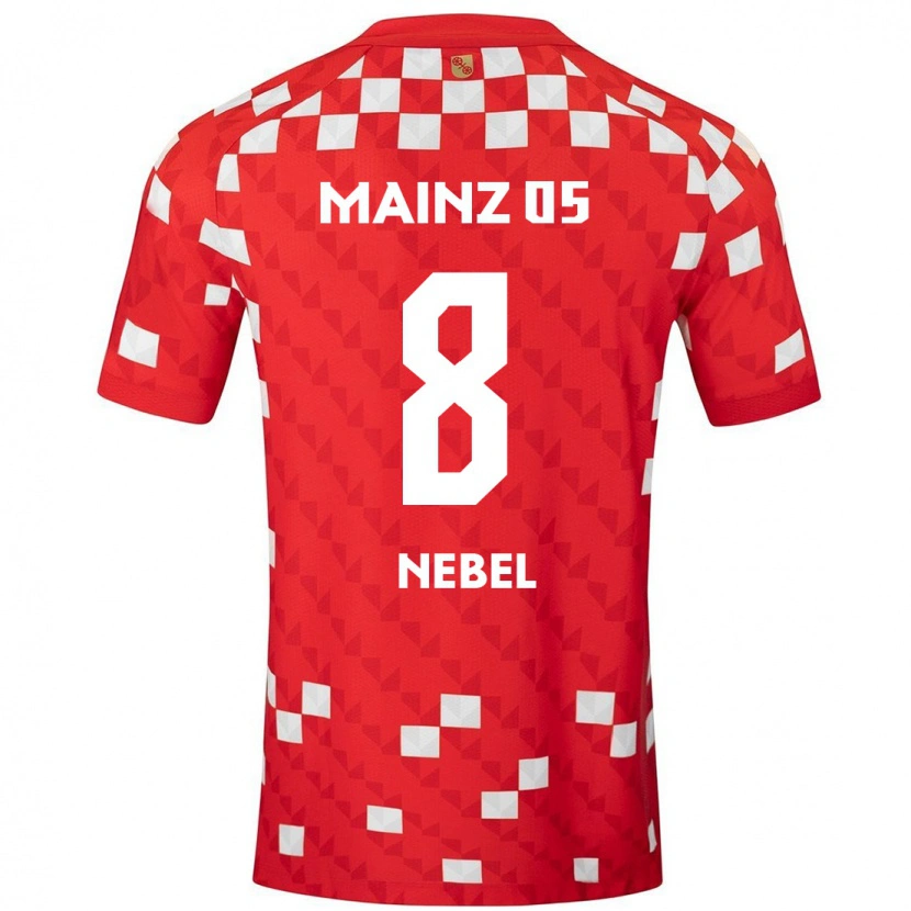 Danxen Enfant Maillot Paul Nebel #8 Blanc Rouge Tenues Domicile 2024/25 T-Shirt
