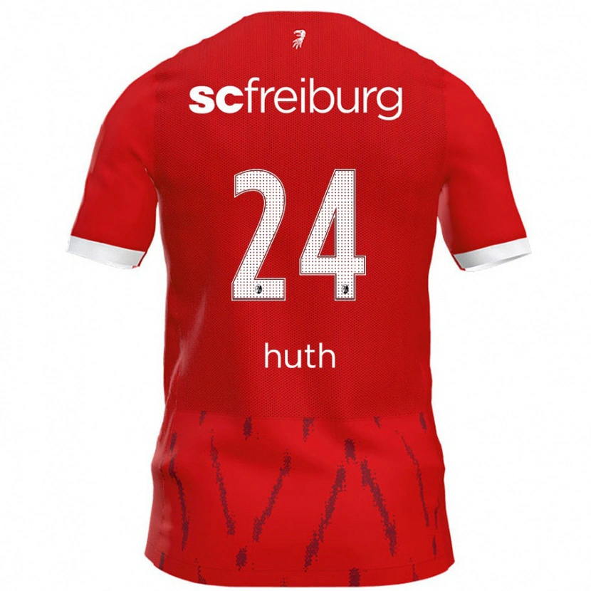 Danxen Enfant Maillot Jannik Huth #24 Rouge Tenues Domicile 2024/25 T-Shirt
