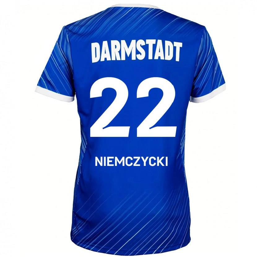 Danxen Enfant Maillot Karol Niemczycki #22 Bleu Blanc Tenues Domicile 2024/25 T-Shirt