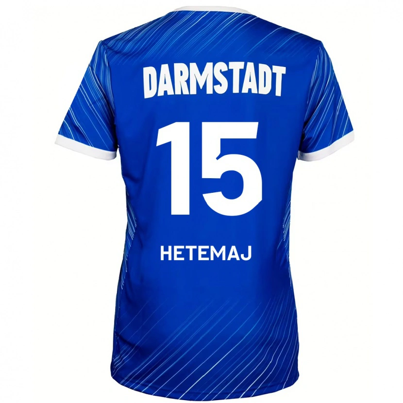 Danxen Enfant Maillot Gentrit Hetemaj #15 Bleu Blanc Tenues Domicile 2024/25 T-Shirt