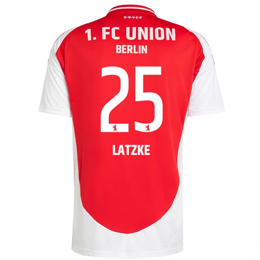 Danxen Enfant Maillot Jannes Latzke #25 Rouge Blanc Tenues Domicile 2024/25 T-Shirt