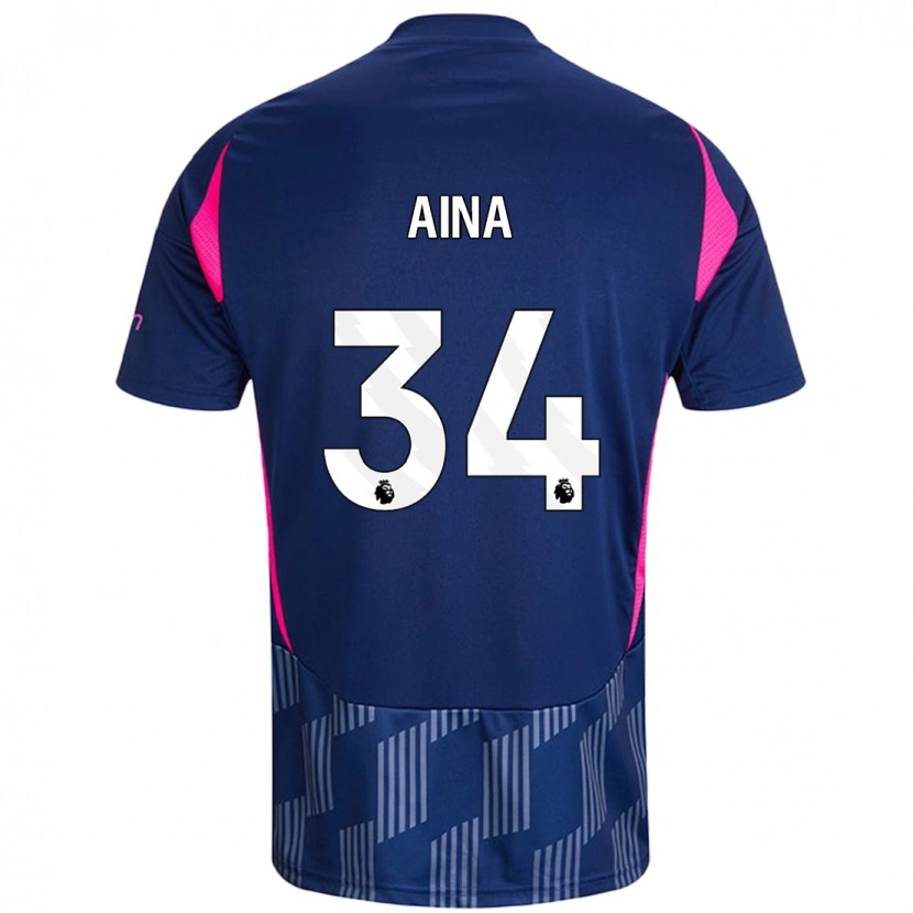 Danxen Enfant Maillot Ola Aina #34 Bleu Royal Rose Tenues Extérieur 2024/25 T-Shirt