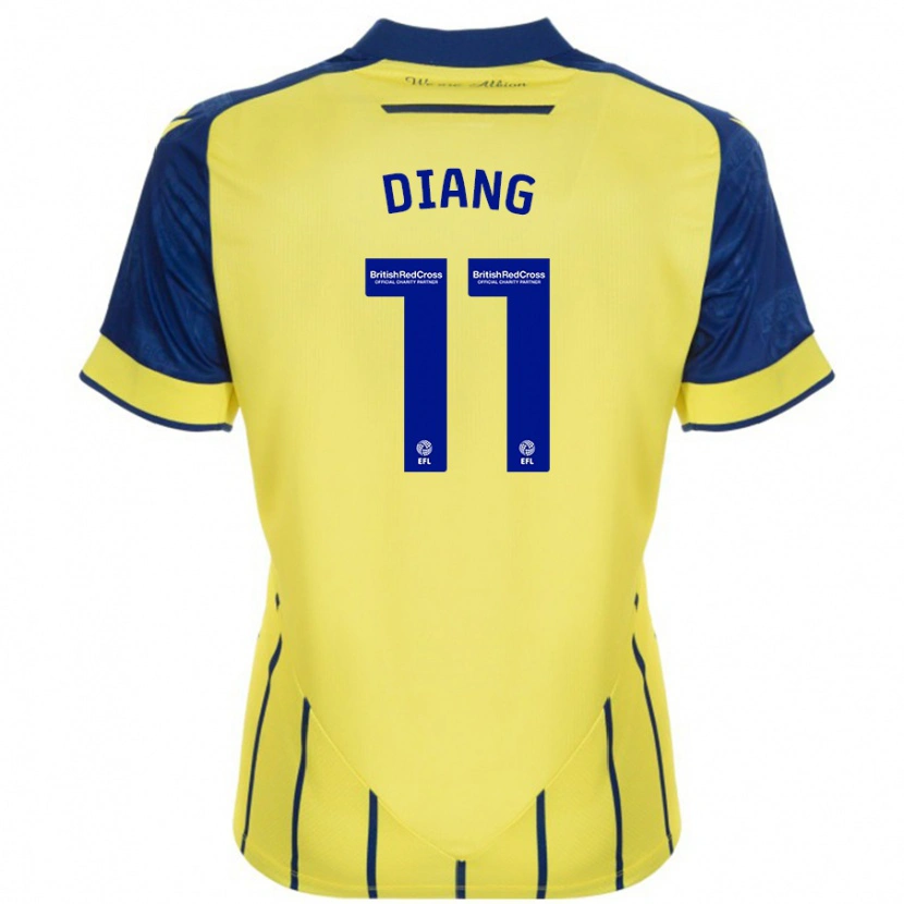 Danxen Enfant Maillot Grady Diangana #11 Jaune Bleu Tenues Extérieur 2024/25 T-Shirt