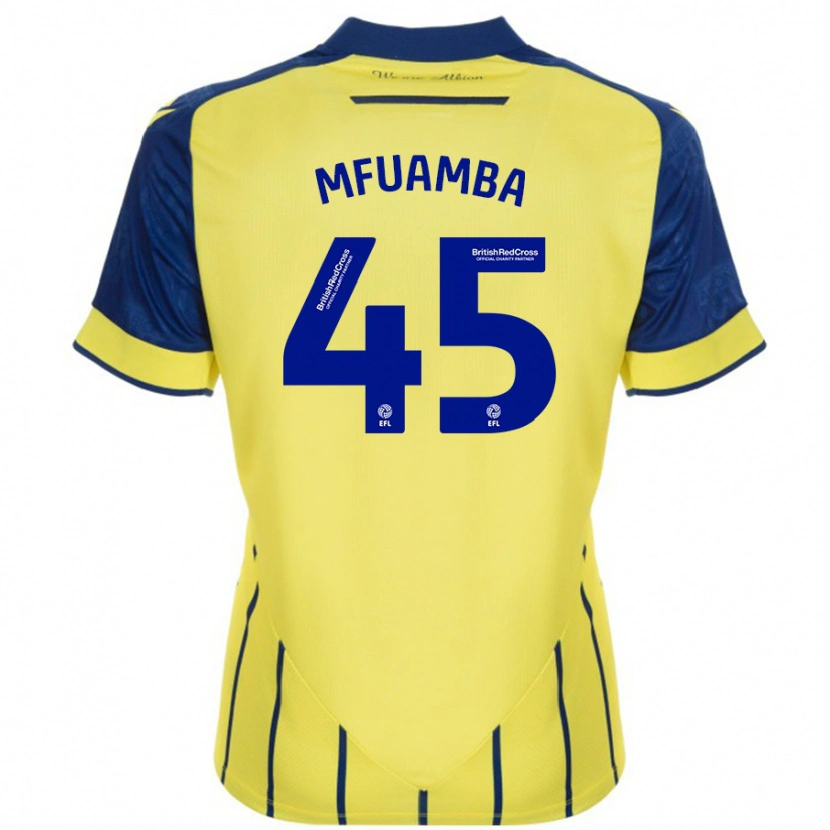 Danxen Enfant Maillot Kevin Mfuamba #45 Jaune Bleu Tenues Extérieur 2024/25 T-Shirt