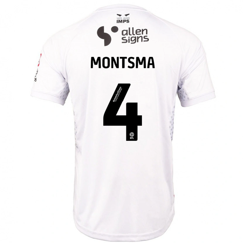 Danxen Enfant Maillot Lewis Montsma #4 Rouge Blanc Tenues Extérieur 2024/25 T-Shirt