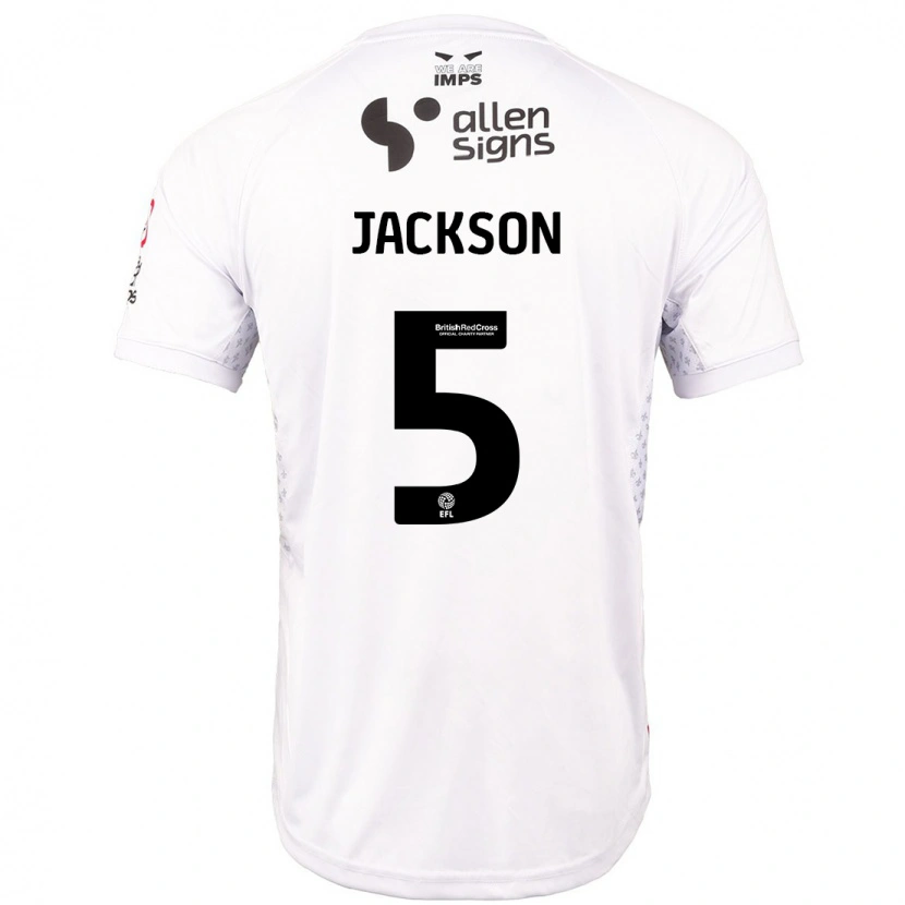 Danxen Enfant Maillot Adam Jackson #5 Rouge Blanc Tenues Extérieur 2024/25 T-Shirt
