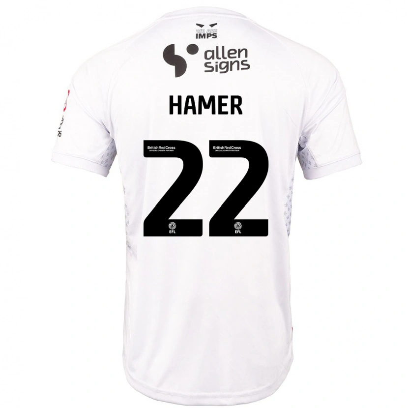Danxen Enfant Maillot Tom Hamer #22 Rouge Blanc Tenues Extérieur 2024/25 T-Shirt