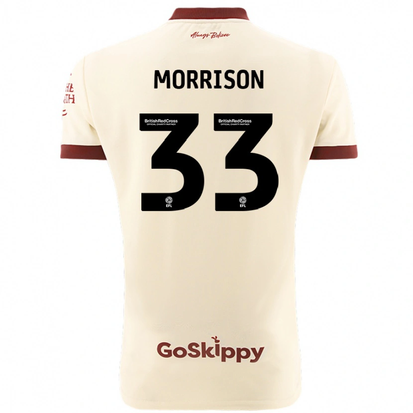 Danxen Enfant Maillot Elijah Morrison #33 Blanc Crème Tenues Extérieur 2024/25 T-Shirt