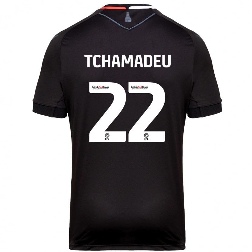 Danxen Enfant Maillot Junior Tchamadeu #22 Noir Tenues Extérieur 2024/25 T-Shirt