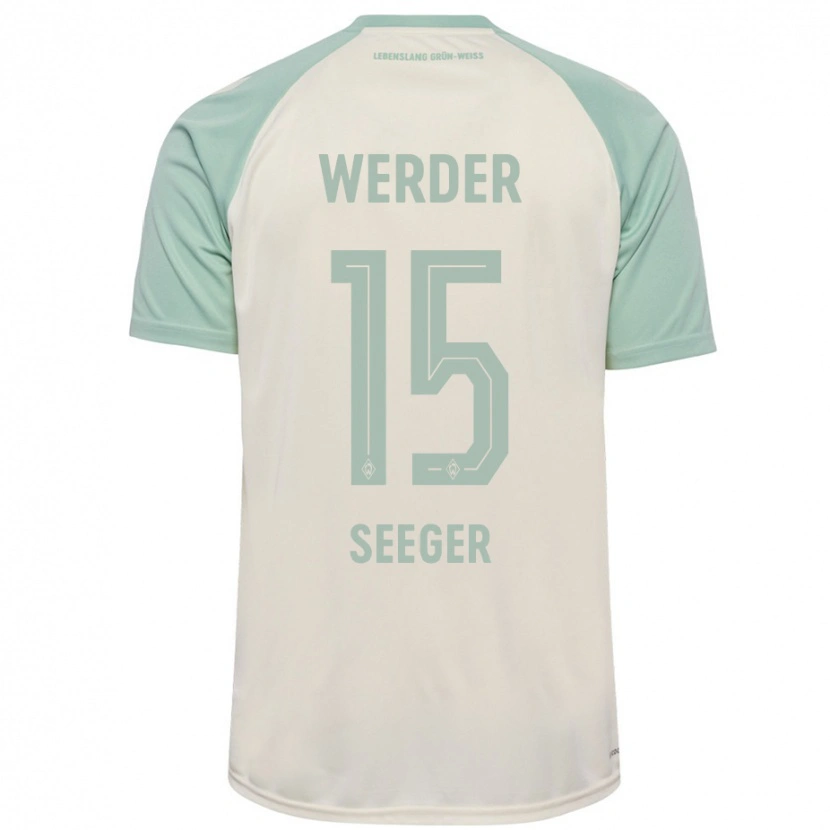Danxen Enfant Maillot Ben Ekobena-Seeger #15 Blanc Cassé Vert Clair Tenues Extérieur 2024/25 T-Shirt