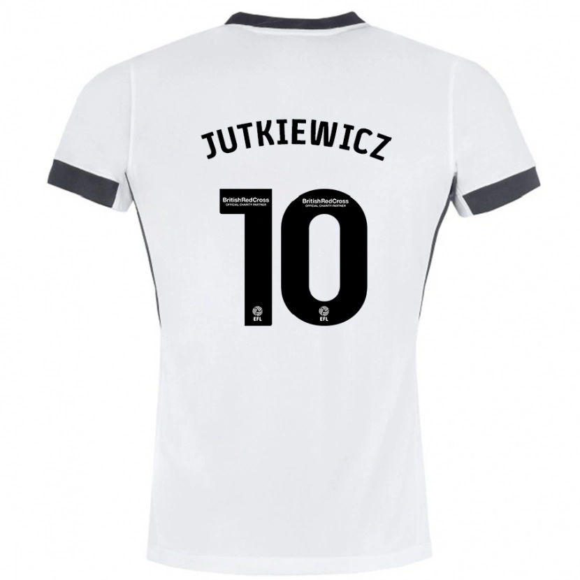 Danxen Enfant Maillot Lukas Jutkiewicz #10 Blanc Noir Tenues Extérieur 2024/25 T-Shirt