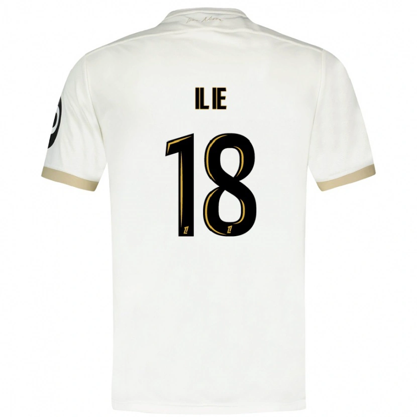 Danxen Enfant Maillot Rareș Ilie #18 Blanc Doré Tenues Extérieur 2024/25 T-Shirt